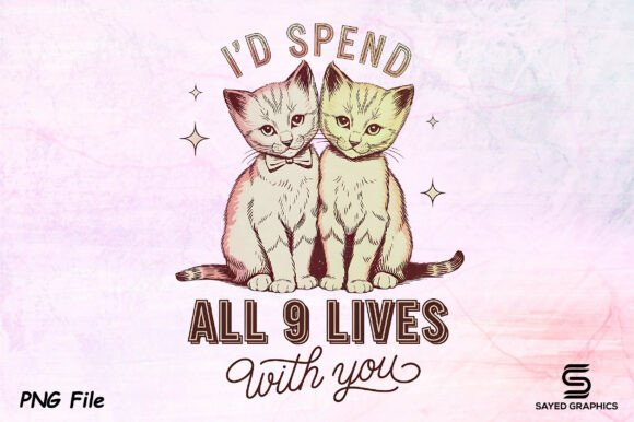 Download Vintage Valentine's Day Cat PNG Design - Premium Resources
