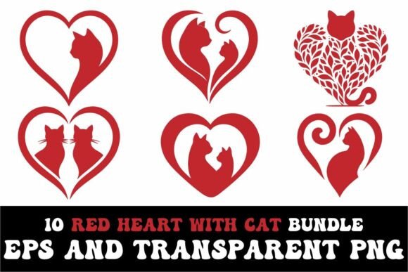 Download 10 Red Heart with Cat Valentine's Bundle - Premium Resources