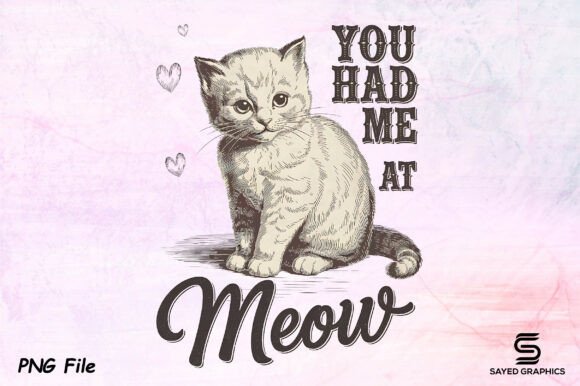 Download Vintage Valentine's Day Cat PNG Design - Premium Bundle
