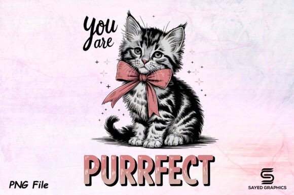 Download Vintage Valentine's Day Cat PNG Design - Premium Resources