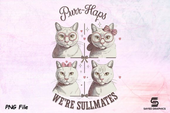 Download Vintage Valentine's Day Cat PNG Design - Premium Resources